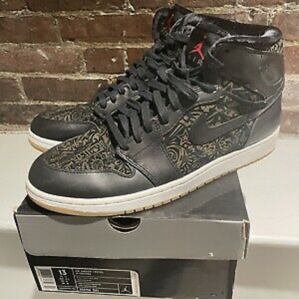 Air Jordan I High Retro Premier Black Laser Basketball VVVNDS Size 13 Gum